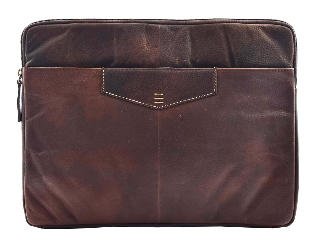 DR463 Real Leather Portfolio Case A4 Documents Clutch Brown 4