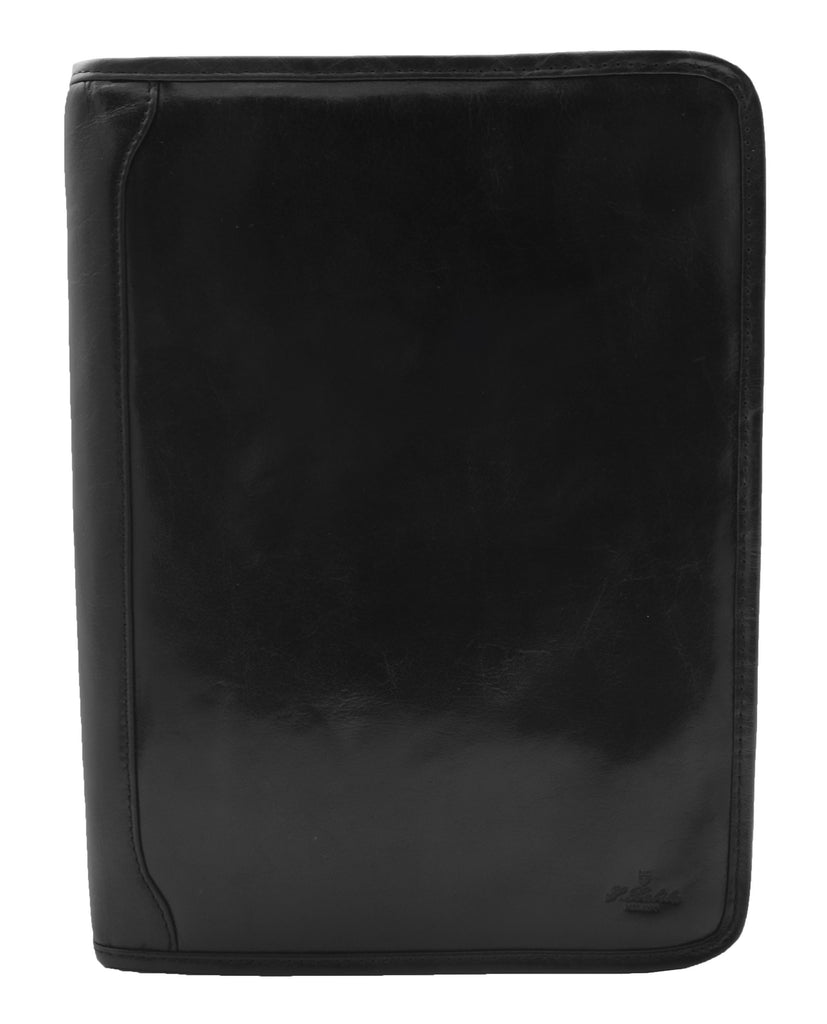 DR482 Real Leather Portfolio Ring Binder Case Black 4