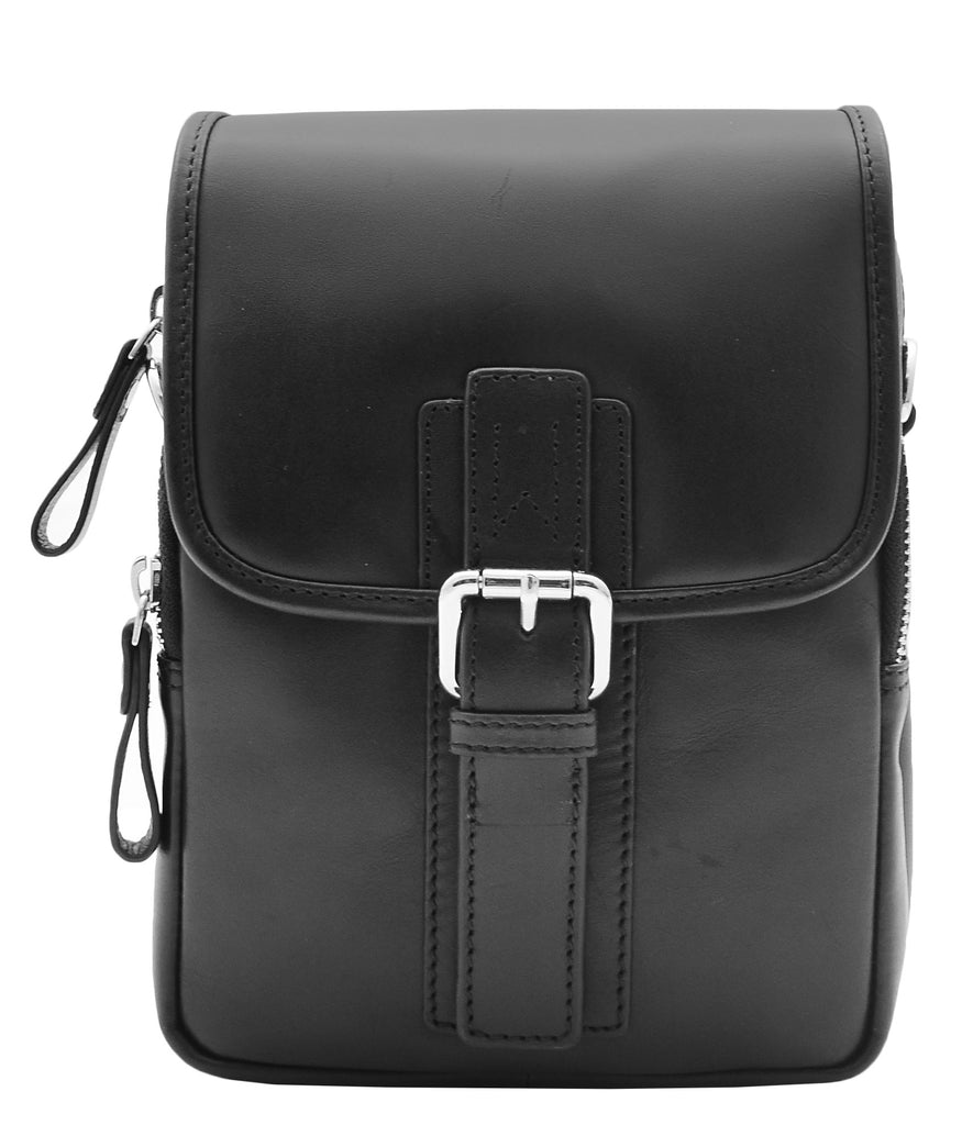 DR386 Men's Smart Crossbody Bag Genuine Leather Messenger Black 3