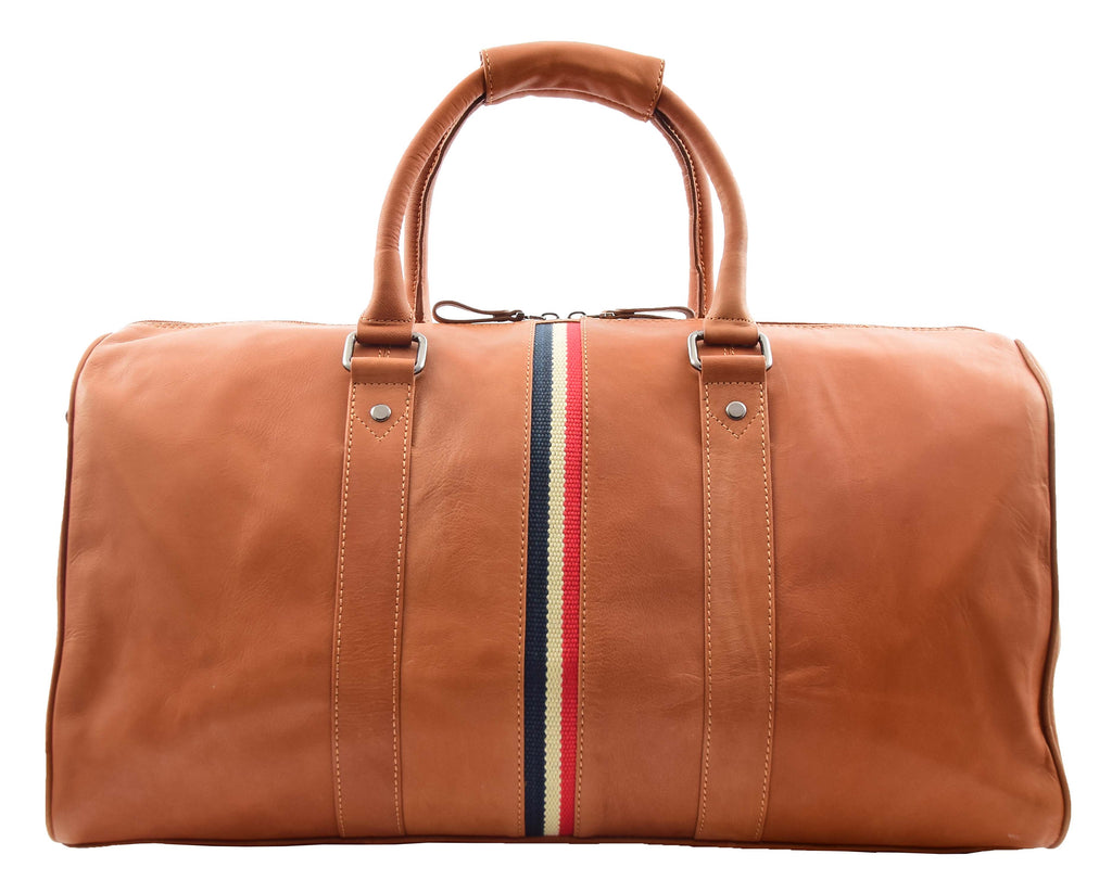 DR349 Real Leather Holdall Overnight Bag Cognac 4