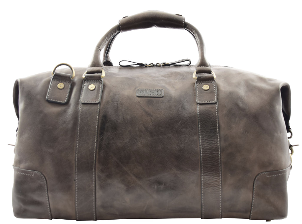 DR324 Genuine Leather Holdall Travel Weekend Duffle Bag Tan 4