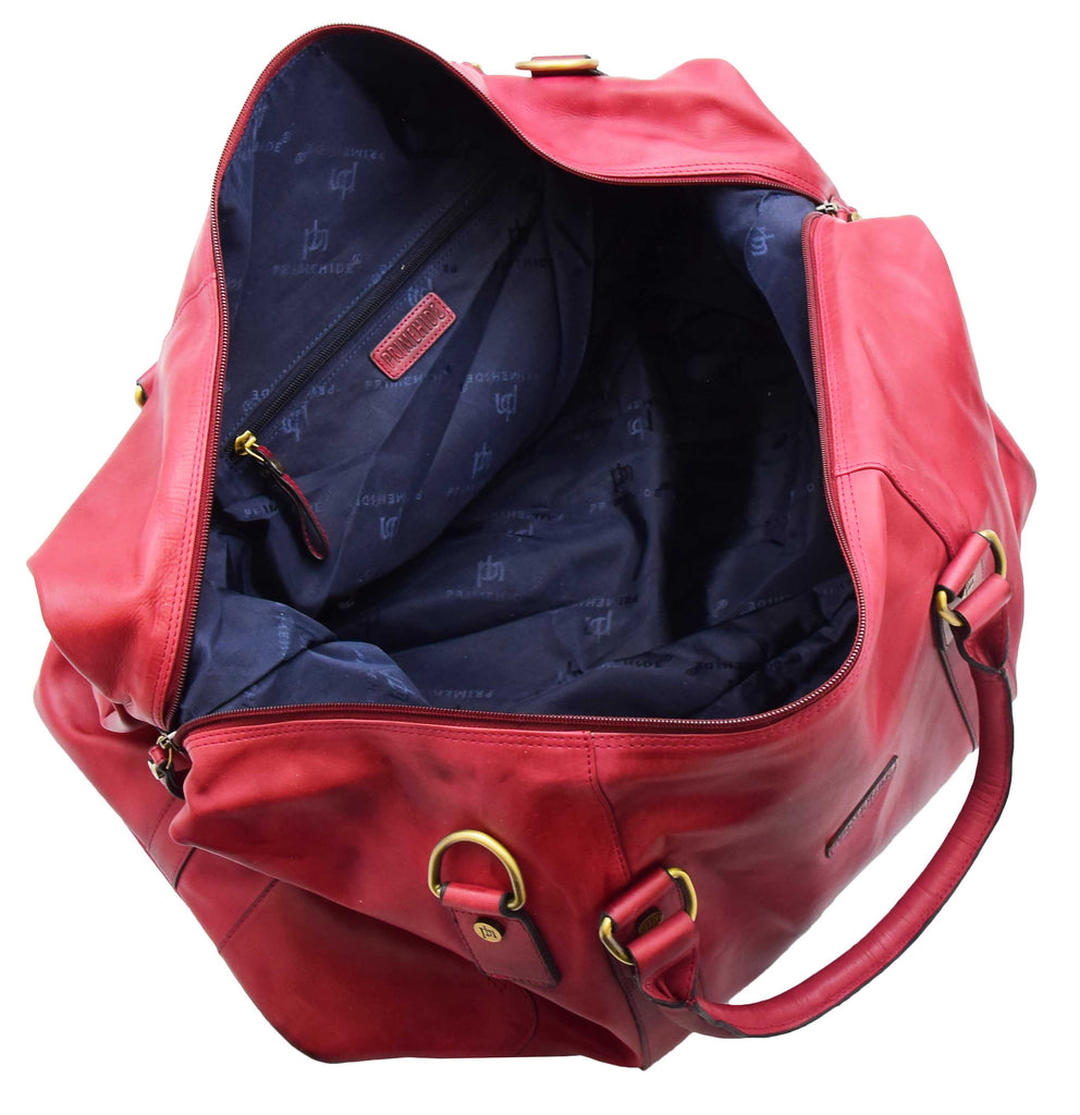 DR324 Genuine Leather Holdall Travel Weekend Duffle Bag Bordo 11