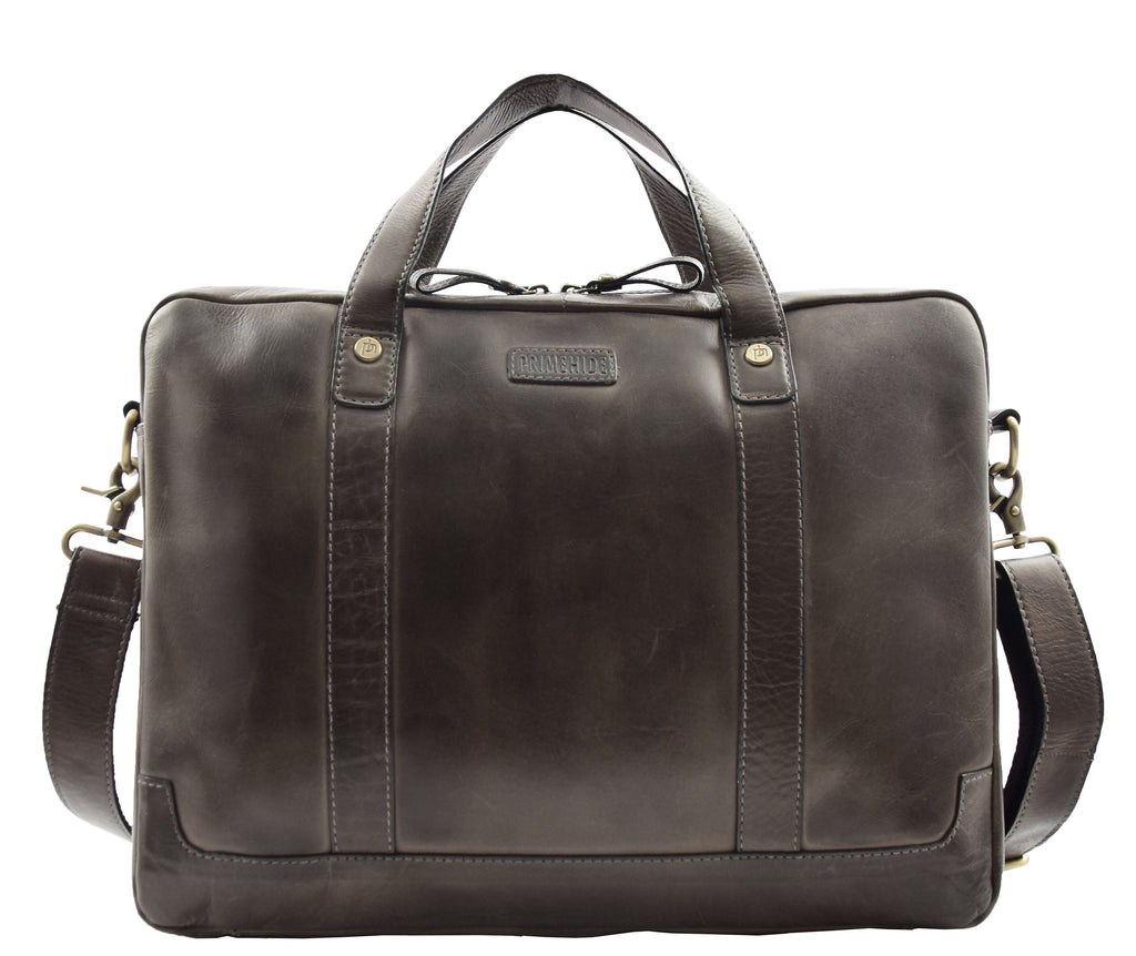 DR323 Real Soft Leather Satchel Vintage Black Briefcase Office Bag 4