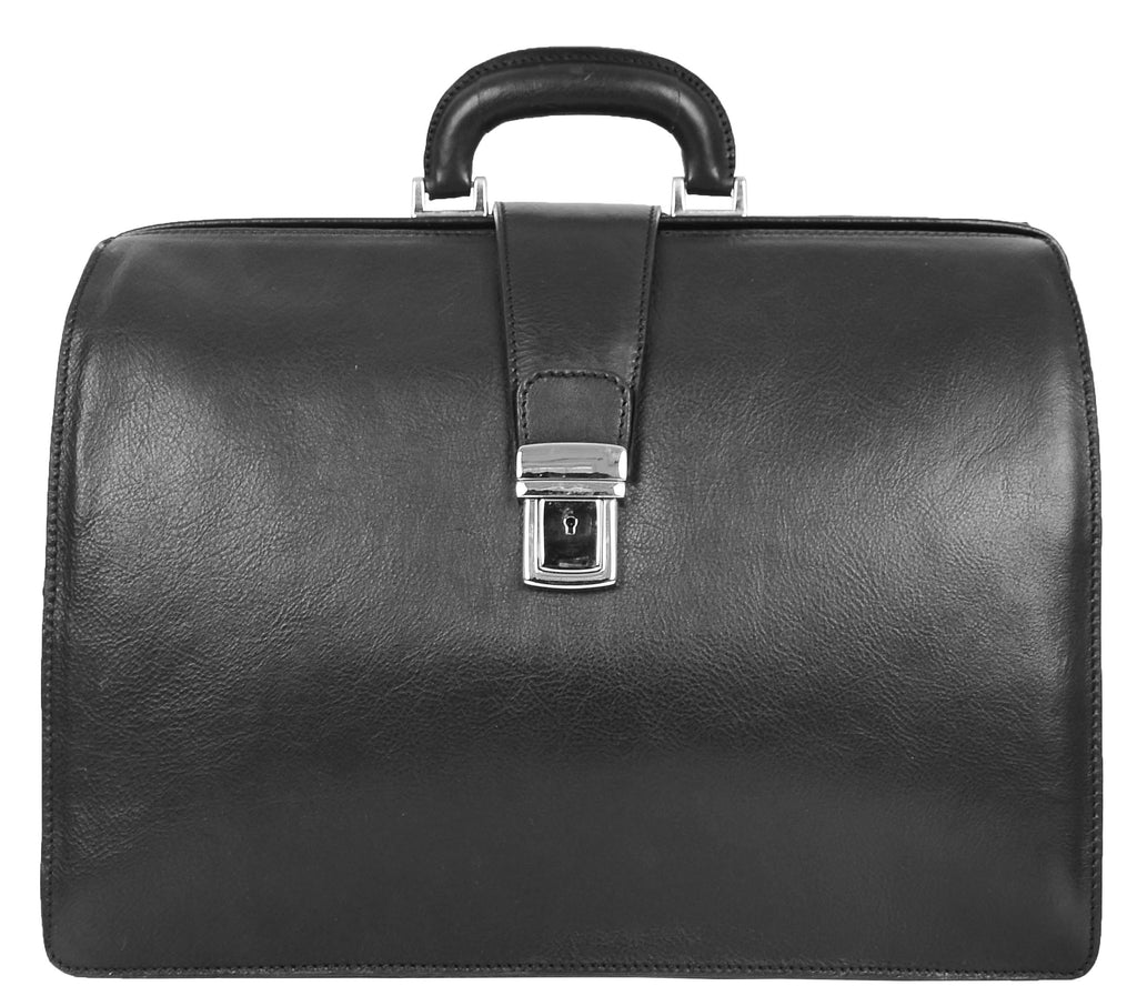DR479 Real Leather Doctors Briefcase Gladstone Bag Black 5