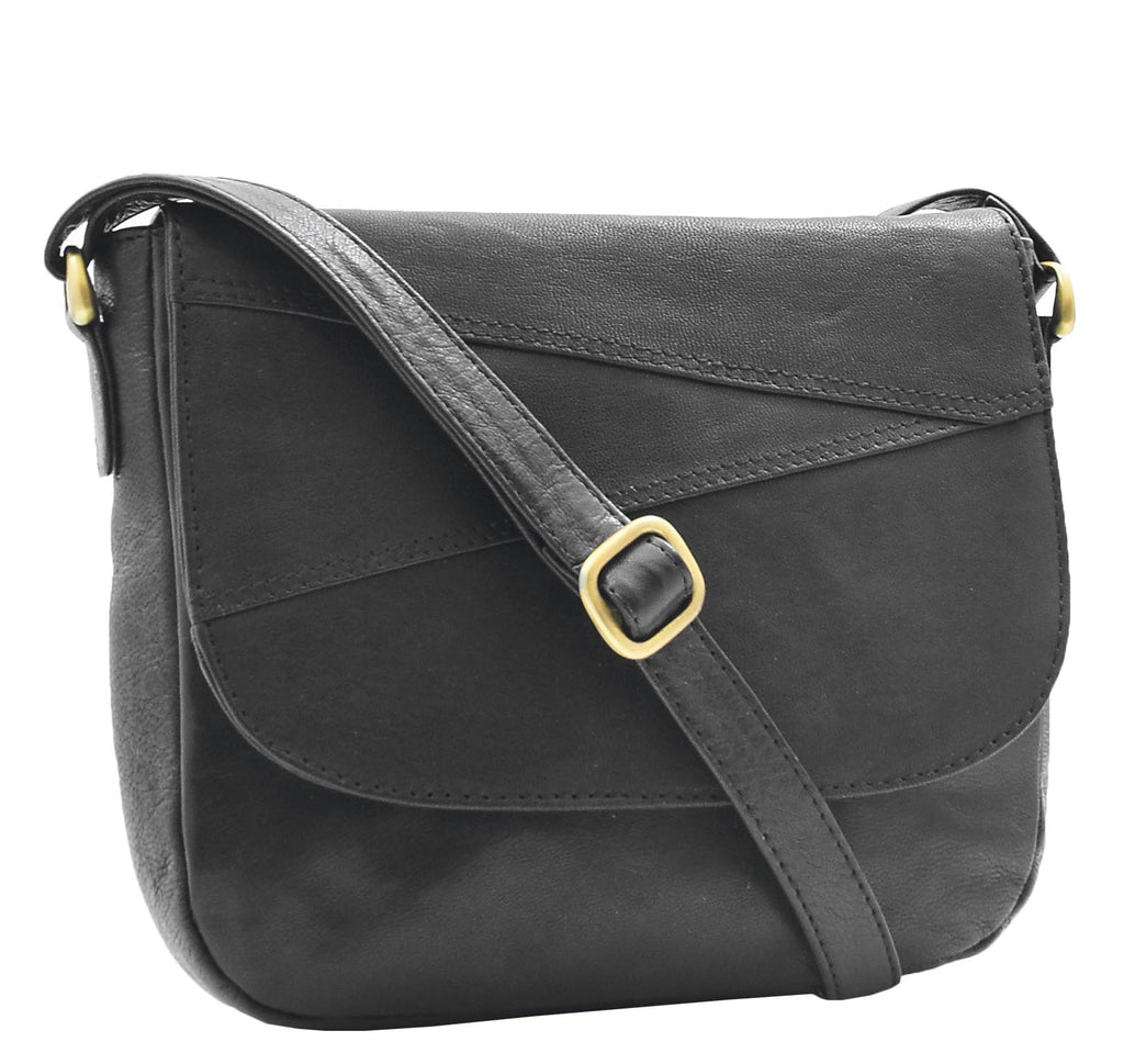 DR346 Women's Leather Small Cross Body Bag Black 4