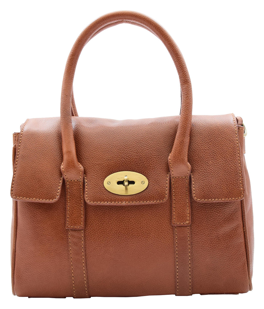 DR304 Women's Leather Shoulder Handbag Hobo Dress Bag Cognac 6