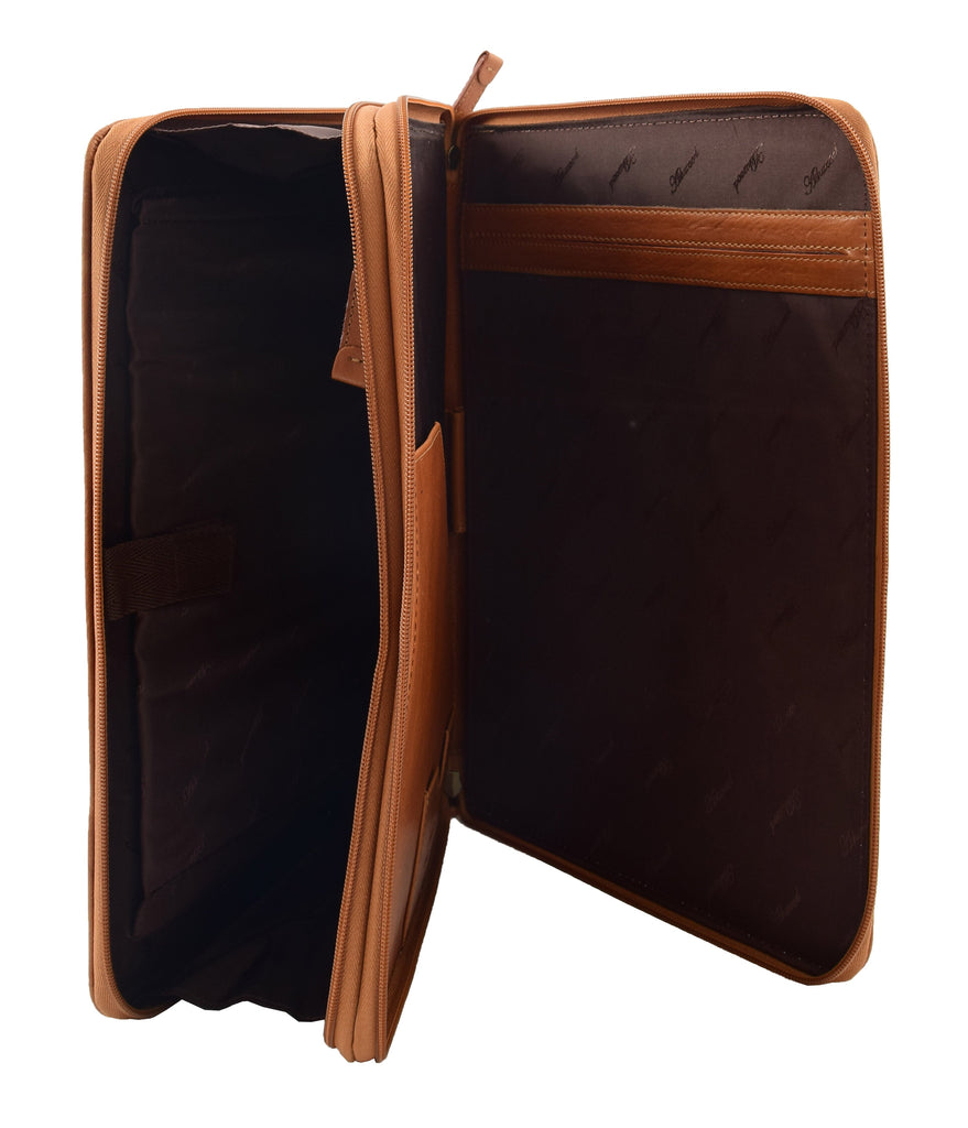 DR293 Real Leather Portfolio Case A4 Document Holder Brown 5