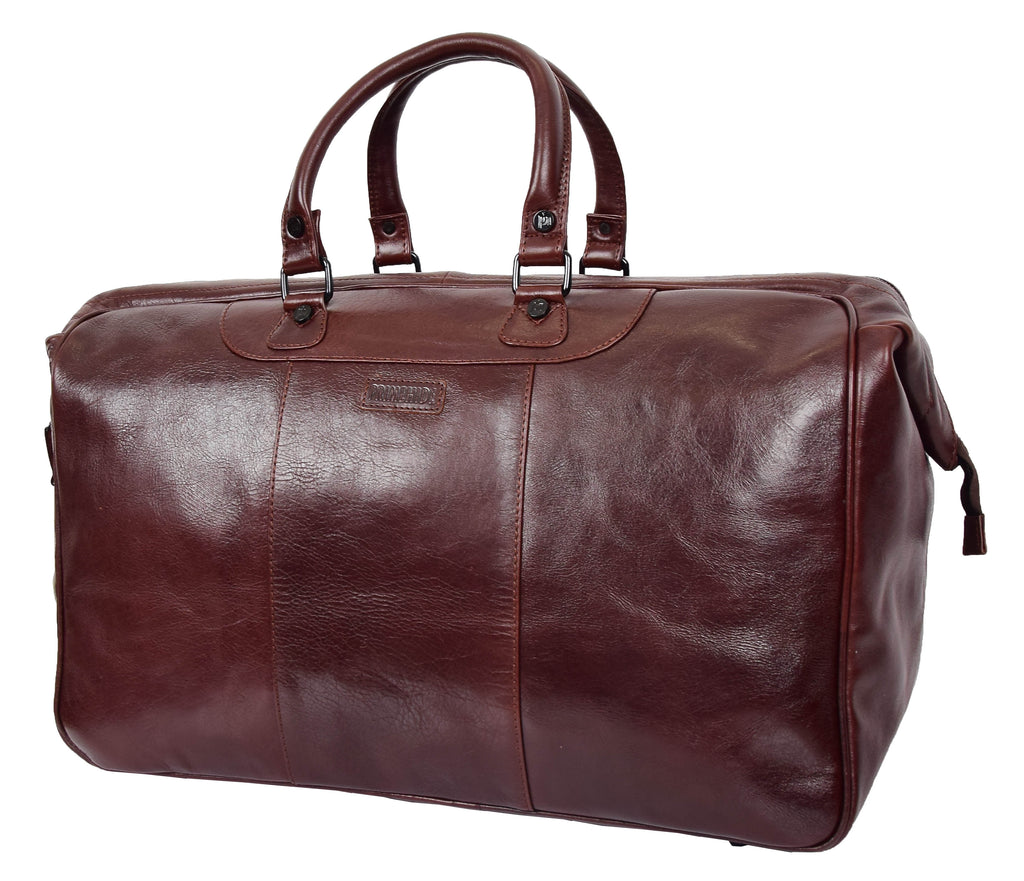 DR351 Real Leather Holdall Large Size Travel Weekend Duffle Bag Brown 3