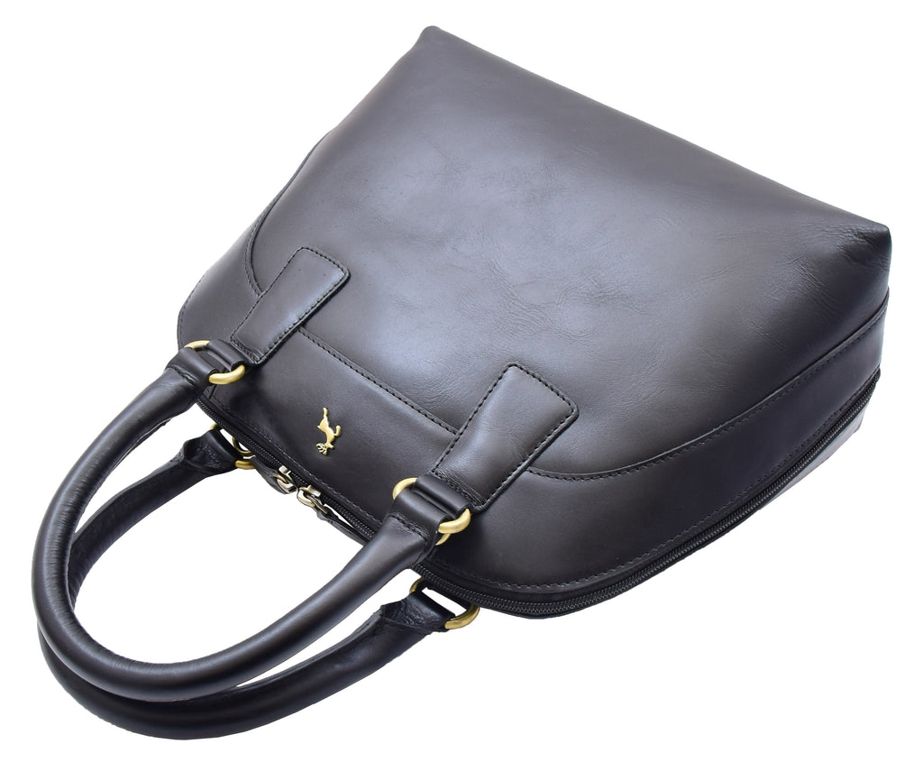 DR303 Women's Doctor Style Leather Handbag Hobo Bag Organiser Black 6