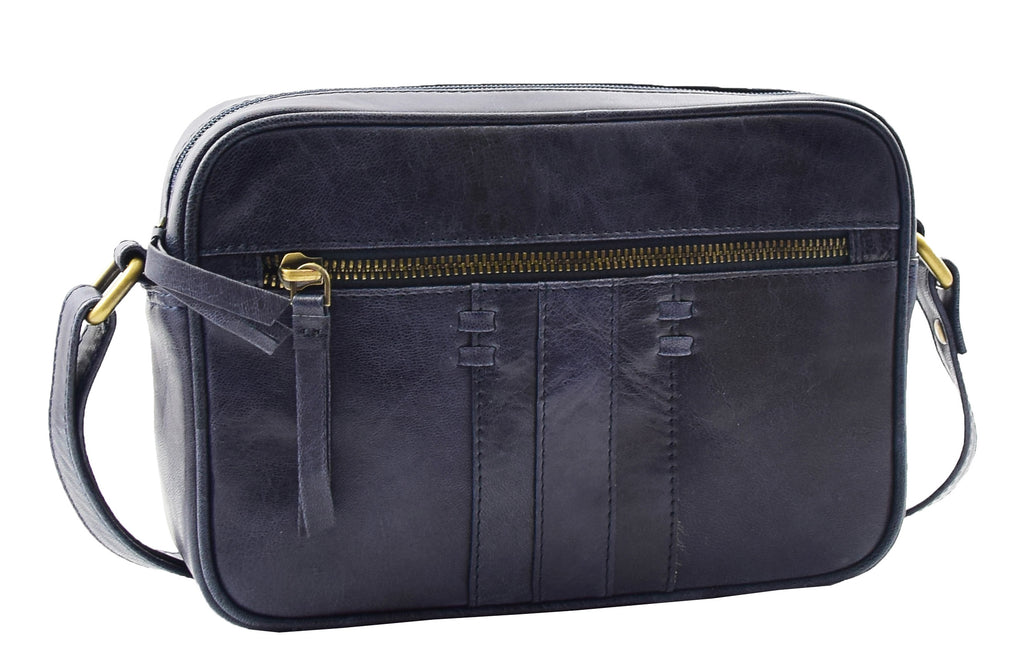 DR345 Women's Real Leather Small Cross Body Bag Navy 5