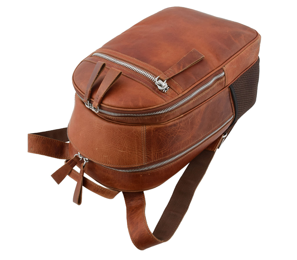 DR289 Italian Buffalo Classic Leather Simple Bag Backpack Tan 6