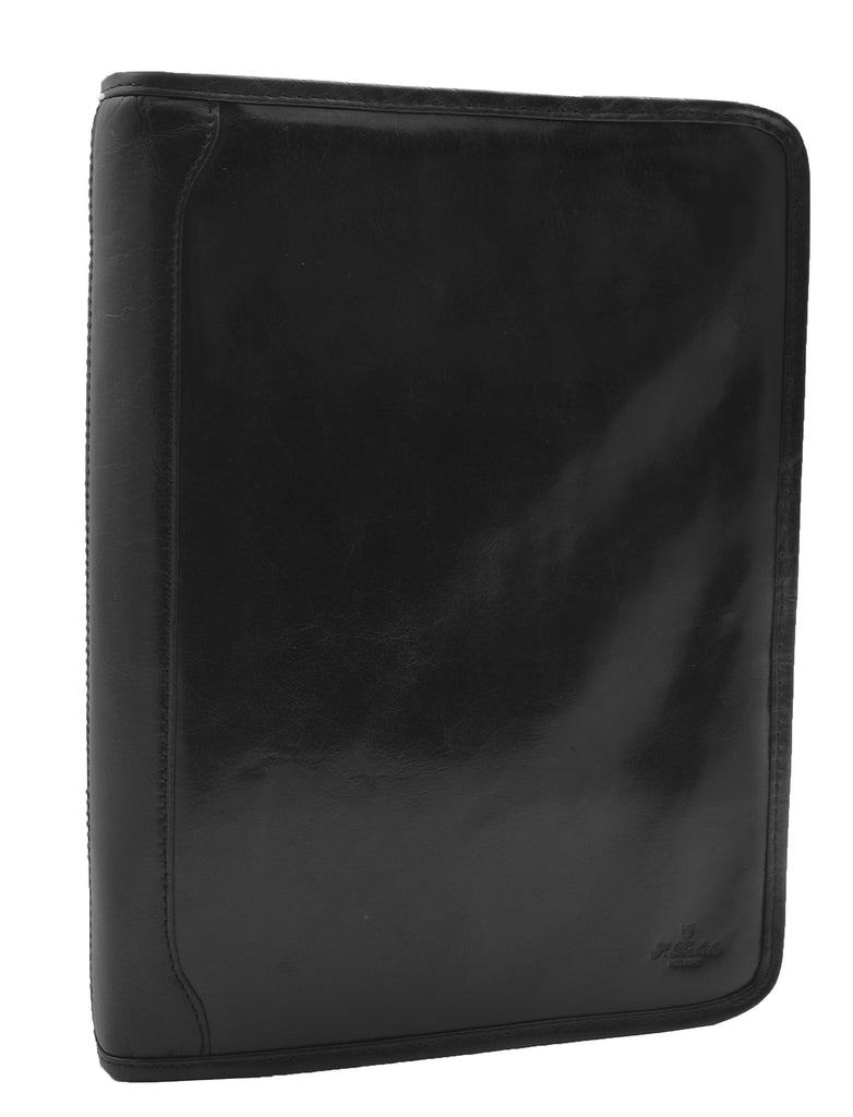 DR482 Real Leather Portfolio Ring Binder Case Black 5