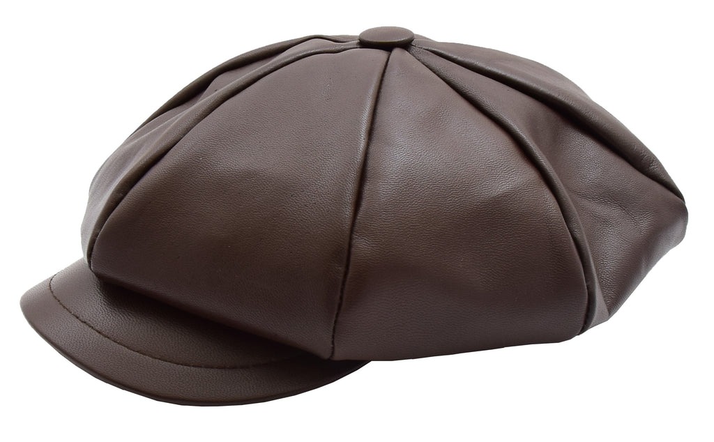 DR399 Women's Real Leather Peaked Cap Ballon Brown 3