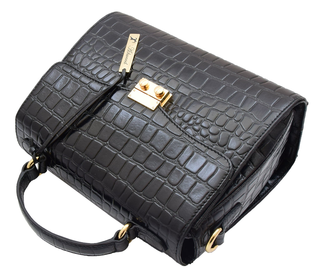 DR300 Women's Smart Work Leather Organiser Shoulder Bag Black 5