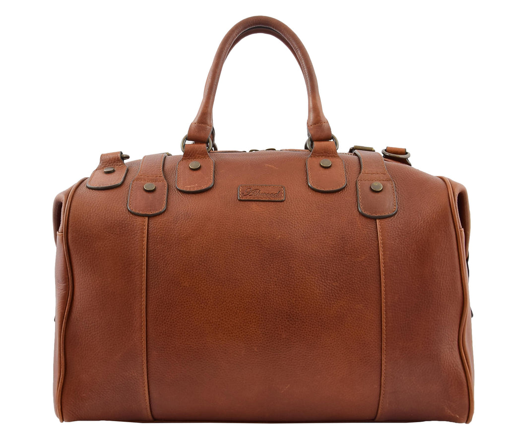 DR291 Italian Leather Travel Bag Holdall Stylish Chestnut 6