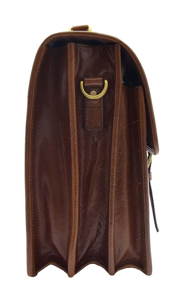 DR296 Men's Leather Briefcase Cross Body Bag Chestnut 5