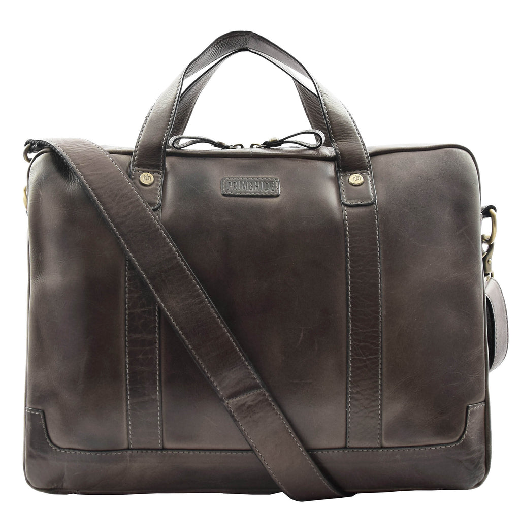 DR323 Real Soft Leather Satchel Vintage Black Briefcase Office Bag 5