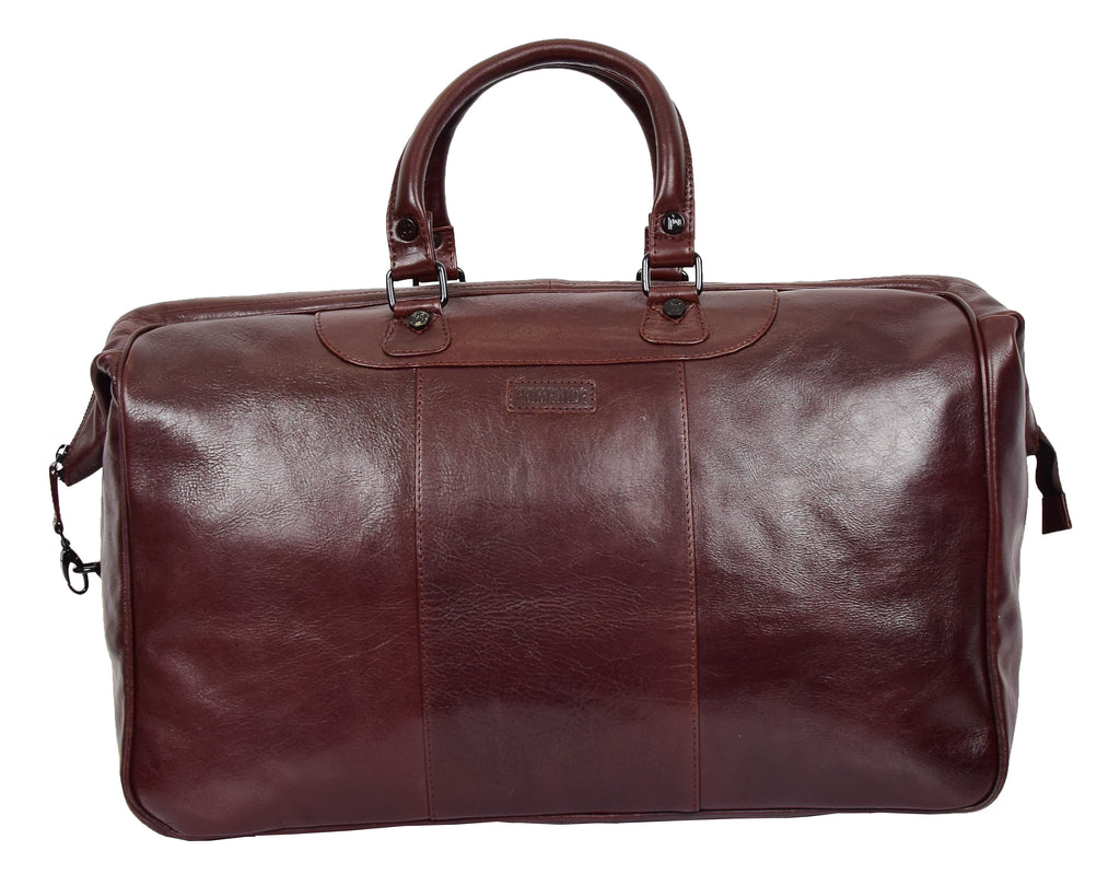 DR351 Real Leather Holdall Large Size Travel Weekend Duffle Bag Brown 4