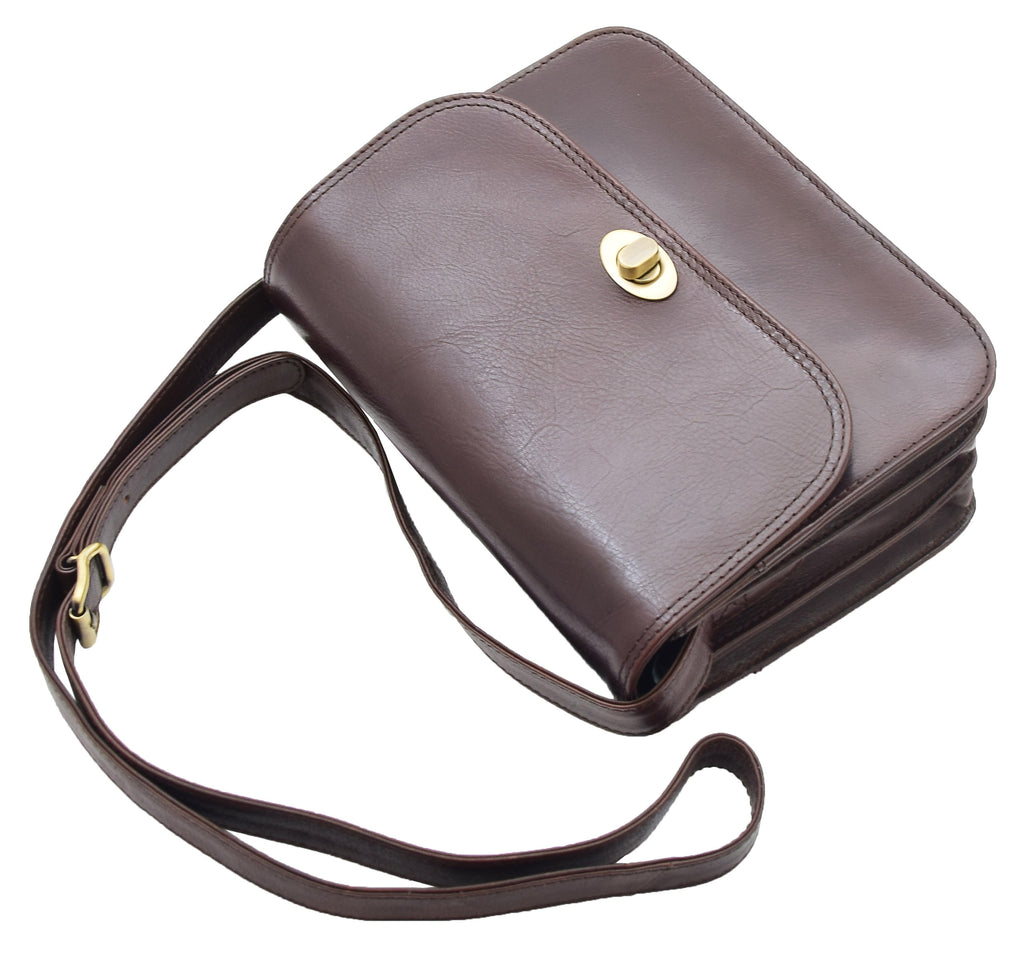 DR356 Women's Crossbody Bag Real Leather Messenger Brown 3