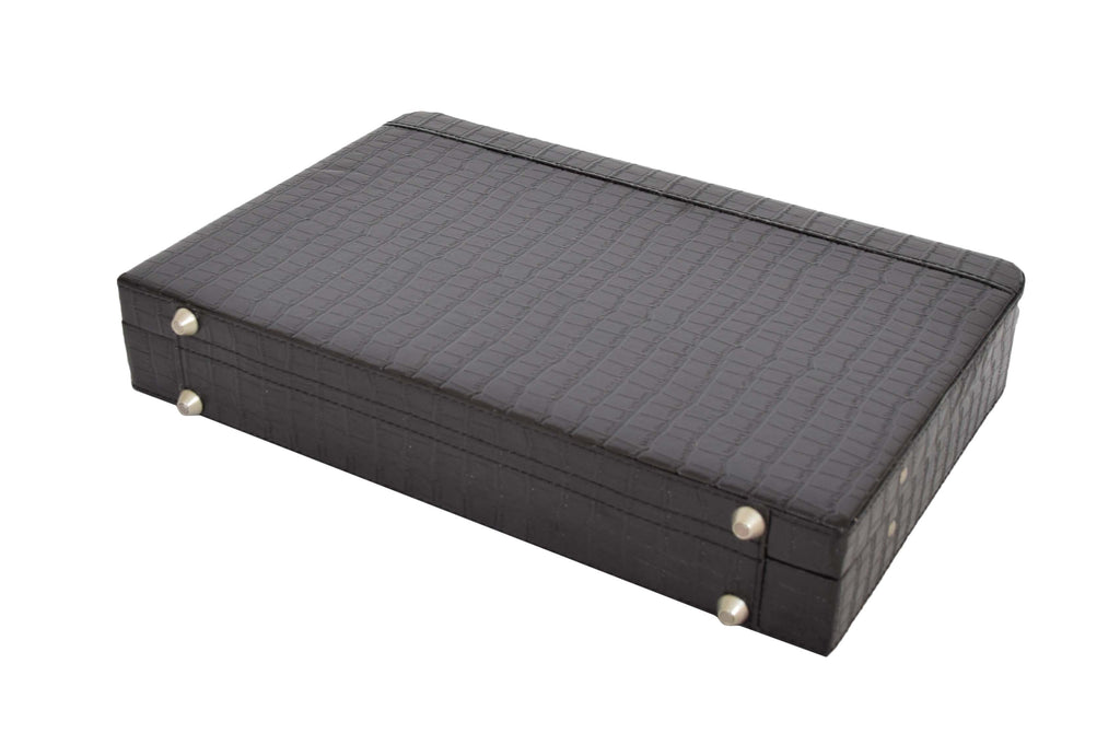 DR485 Croc Print Attache Small Briefcase Classic Faux Leather Bag Black 5