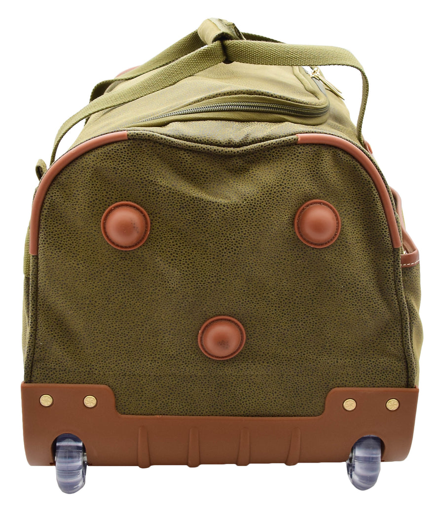 DR484 Faux Leather Mid Size Wheeled Holdall Green 5