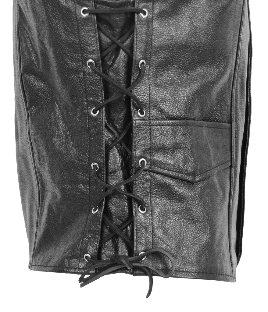 DR165 Men's Vintage Cowboy Leather Waistcoat Black 6