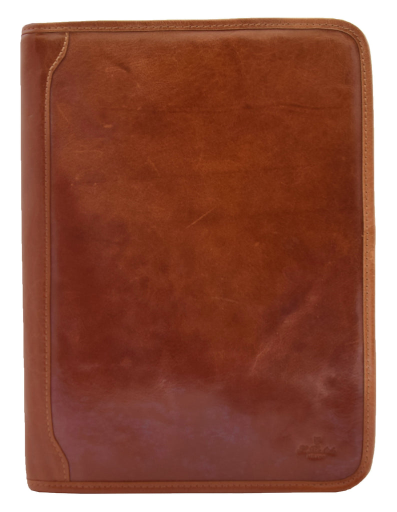 DR482 Real Leather Portfolio Ring Binder Case Cognac 5