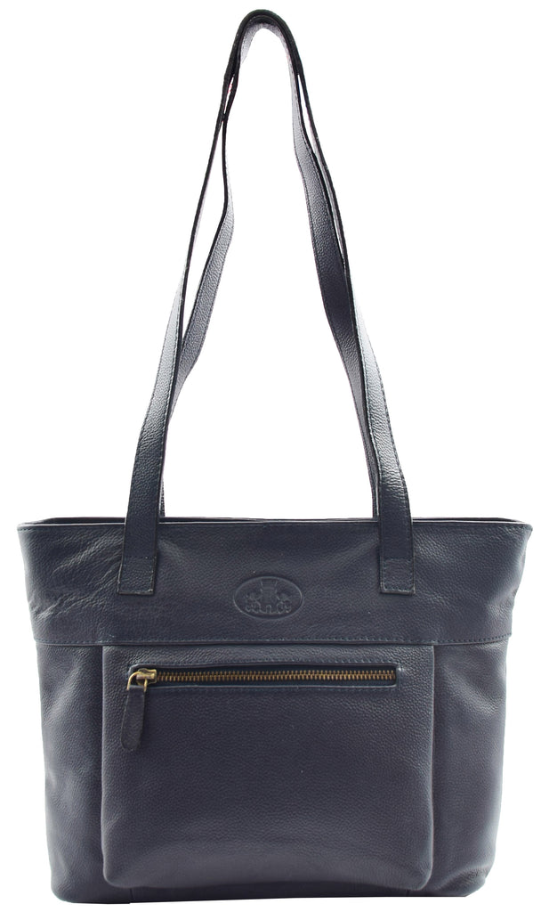 DR460 Women's Leather Classic Shopper Shoulder Bag Navy 4