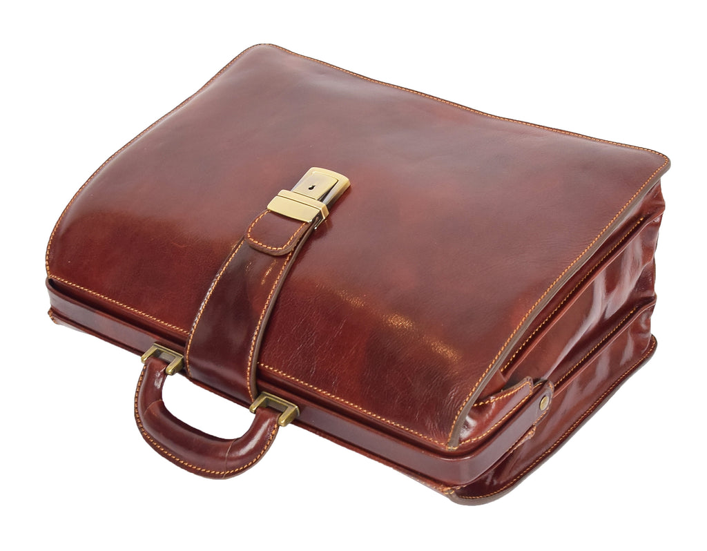 DR479 Real Leather Doctors Briefcase Gladstone Bag Brown 8