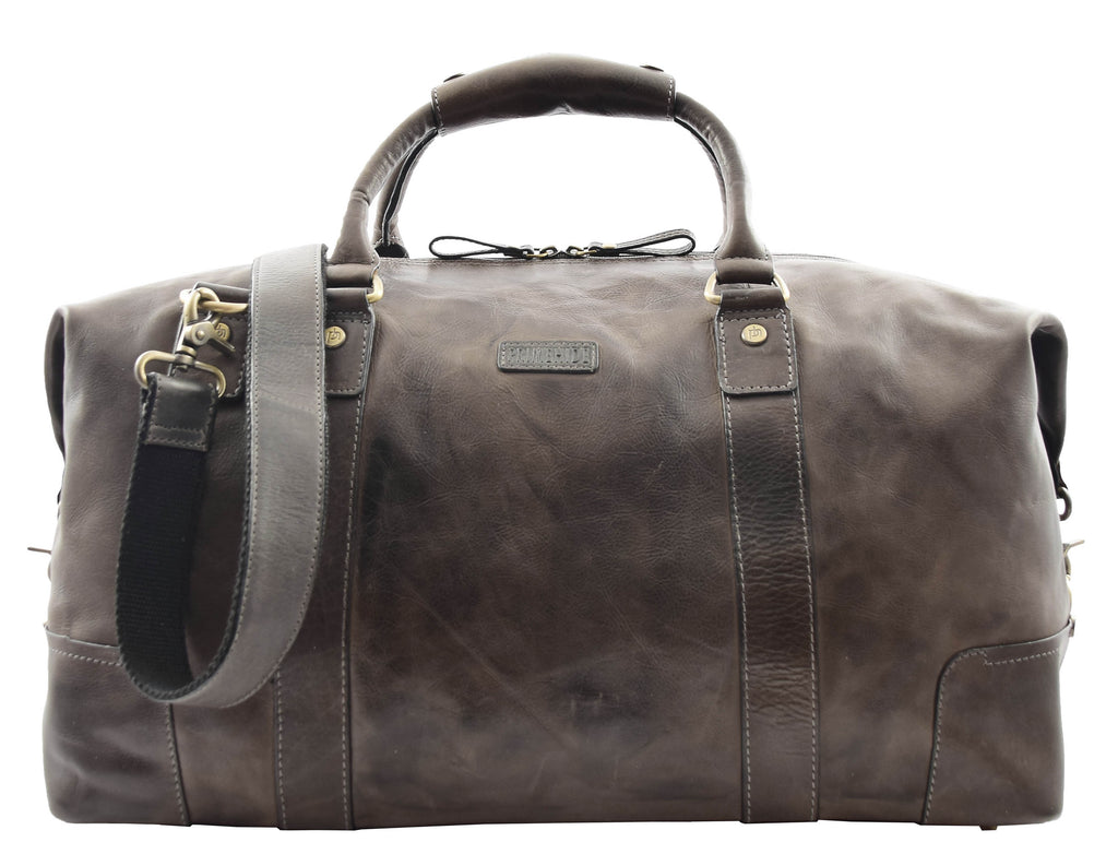 DR324 Genuine Leather Holdall Travel Weekend Duffle Bag Tan 5