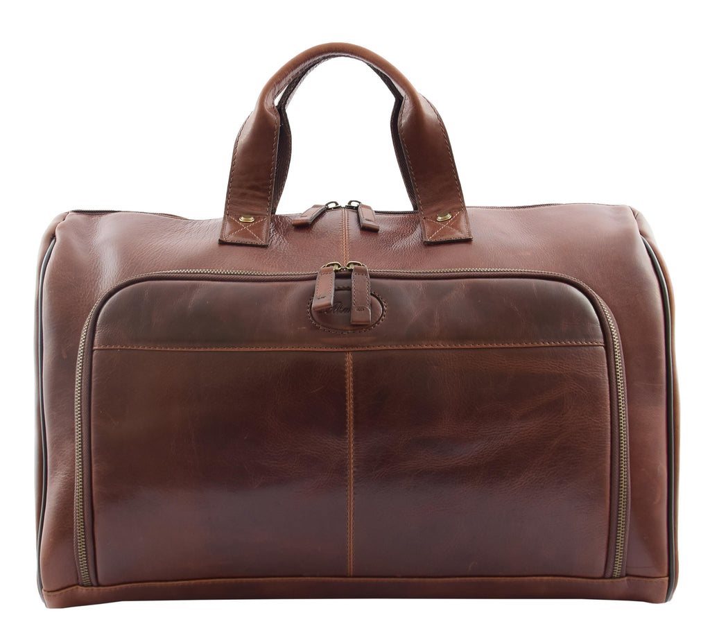 DR292 Genuine Leather Travel Holdall Overnight Bag Brown 7