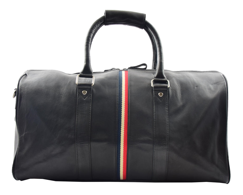 DR349 Real Leather Holdall Overnight Bag Black 6