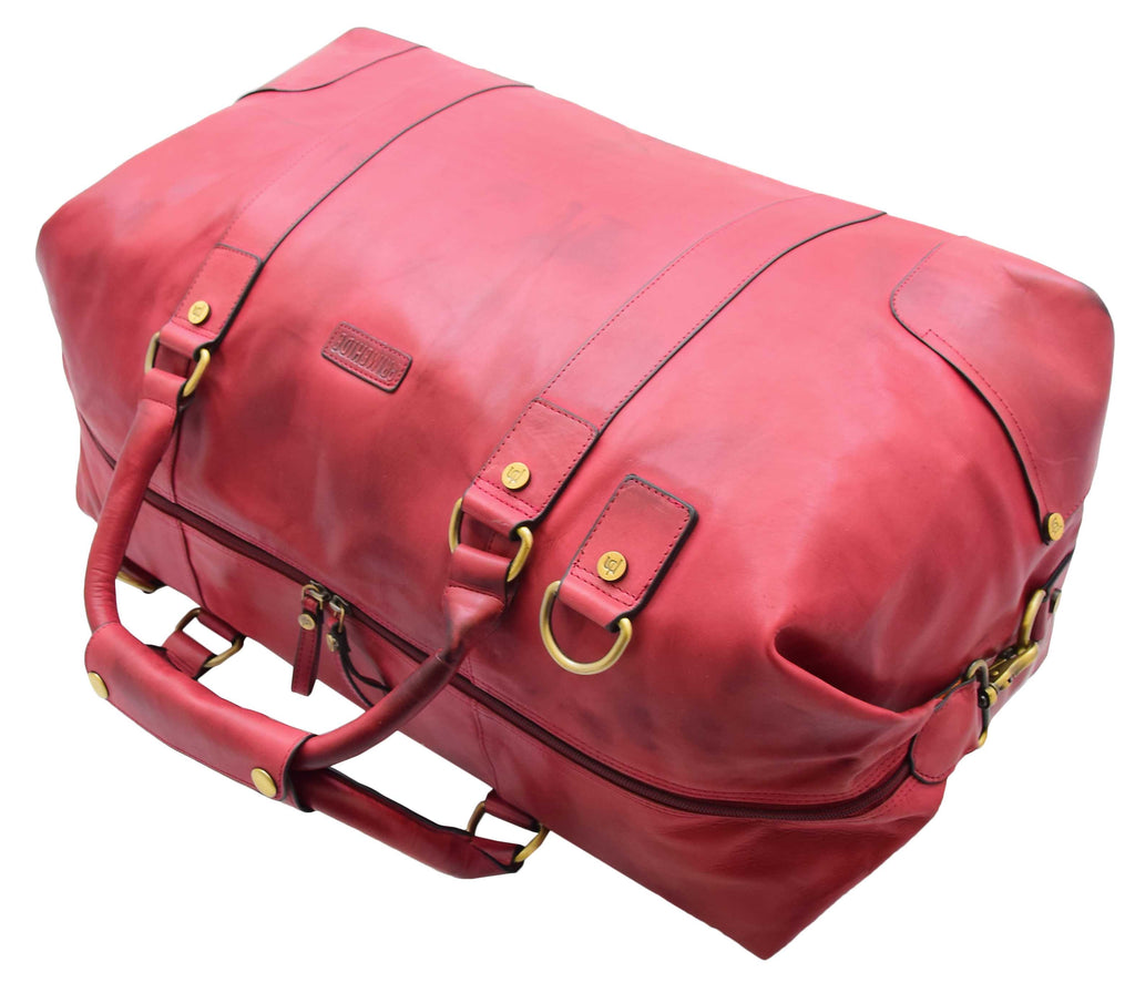 DR324 Genuine Leather Holdall Travel Weekend Duffle Bag Bordo 6
