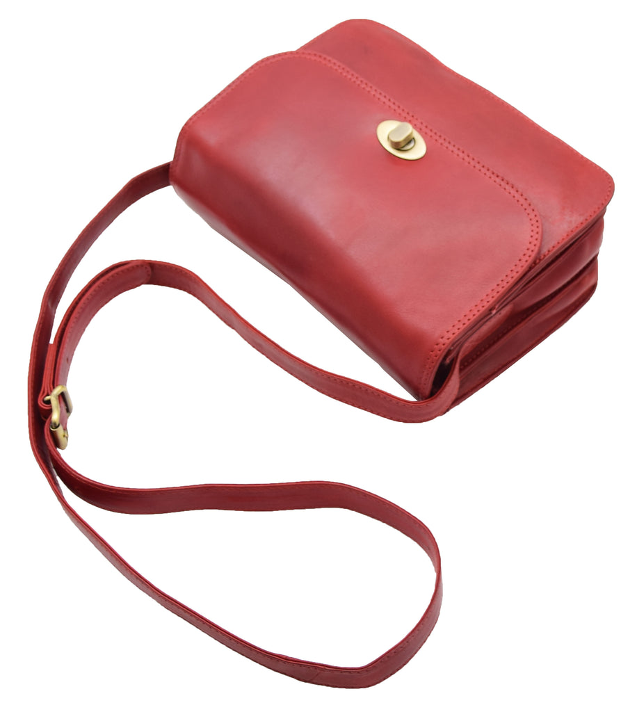 DR356 Women's Crossbody Bag Real Leather Messenger Bordo 5