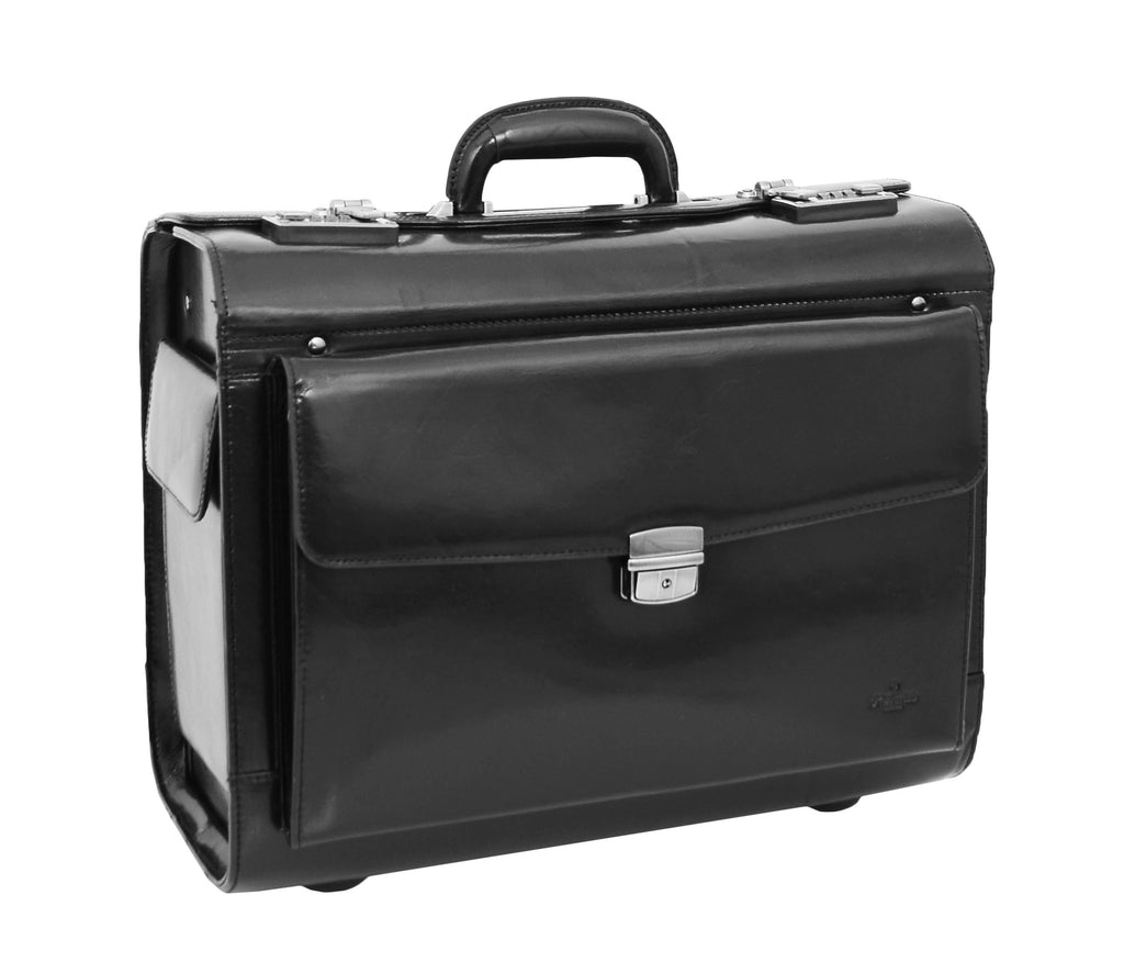 DR478 Exclusive Leather Pilot Case Laptop Bag Black 4
