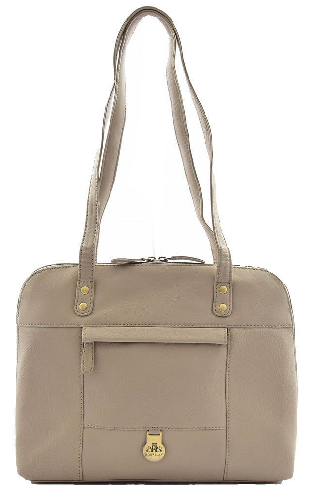 DR461 Women's Real Leather Zip Around Shoulder Bag Taupe 6