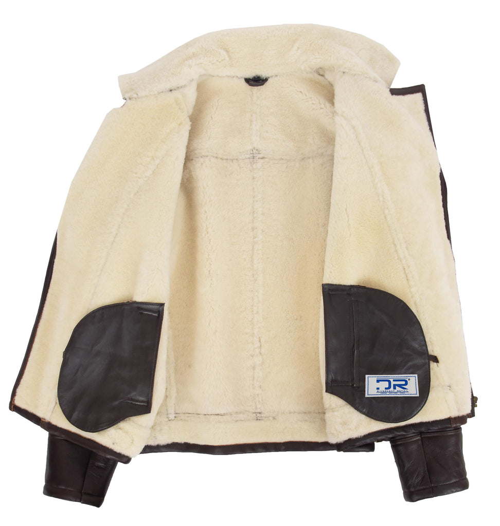 DR167 Men's Classic Sheepskin Leather Jacket White 6