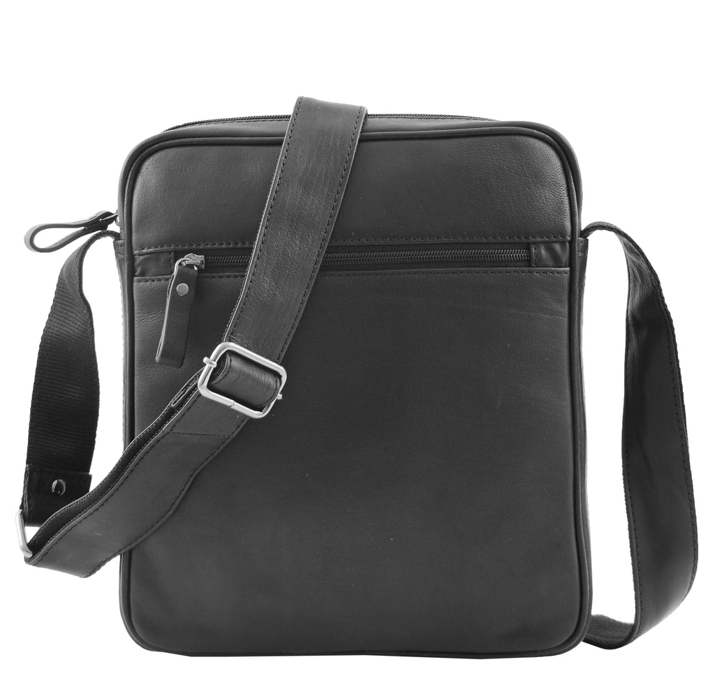 DR337 Men's Leather Cross Body Travel Flight Bag Black 6