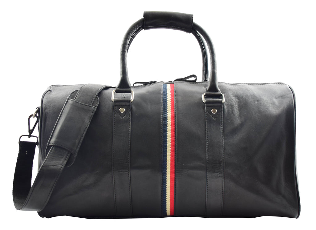 DR349 Real Leather Holdall Overnight Bag Black 7