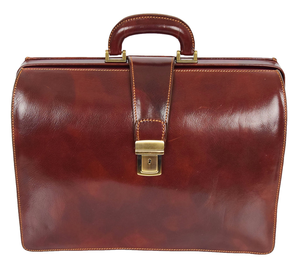 DR479 Real Leather Doctors Briefcase Gladstone Bag Brown 4