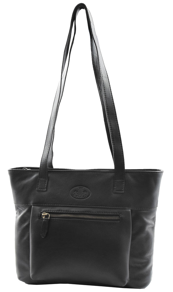 DR460 Women's Leather Classic Shopper Shoulder Bag Black 6