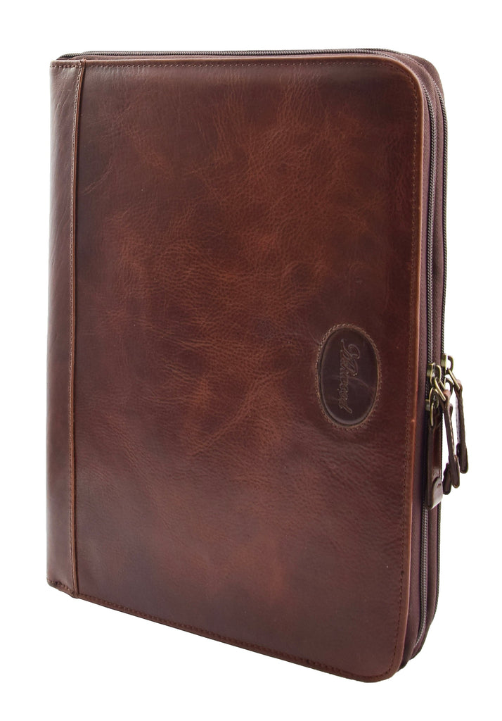 DR293 Real Leather Portfolio Case A4 Document Holder Brown 10