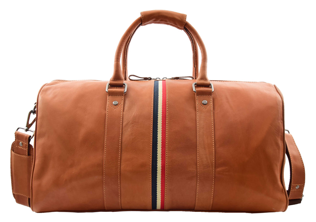 DR349 Real Leather Holdall Overnight Bag Cognac 6