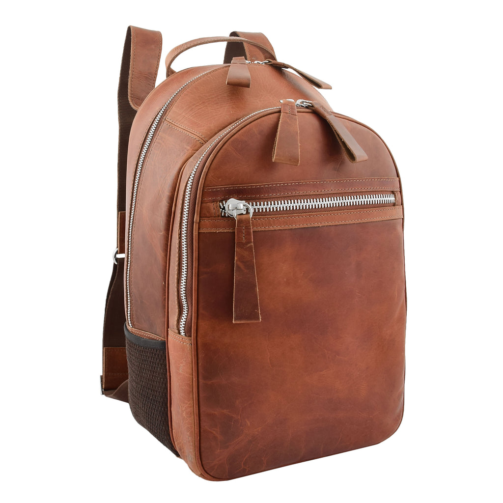DR289 Italian Buffalo Classic Leather Simple Bag Backpack Tan 1