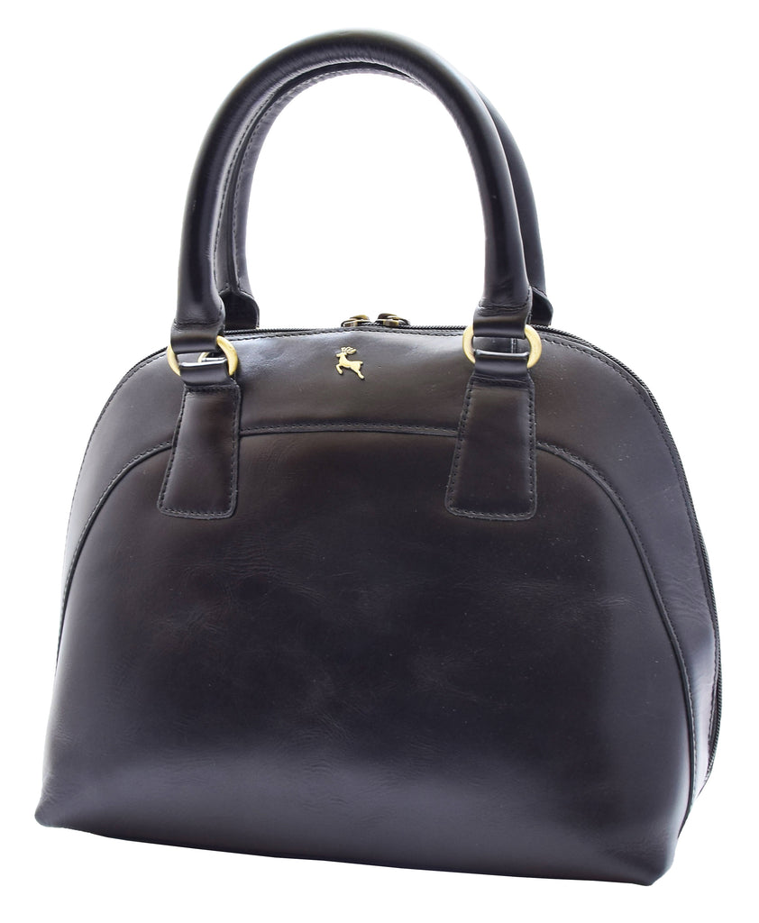 DR303 Women's Doctor Style Leather Handbag Hobo Bag Organiser Black 7