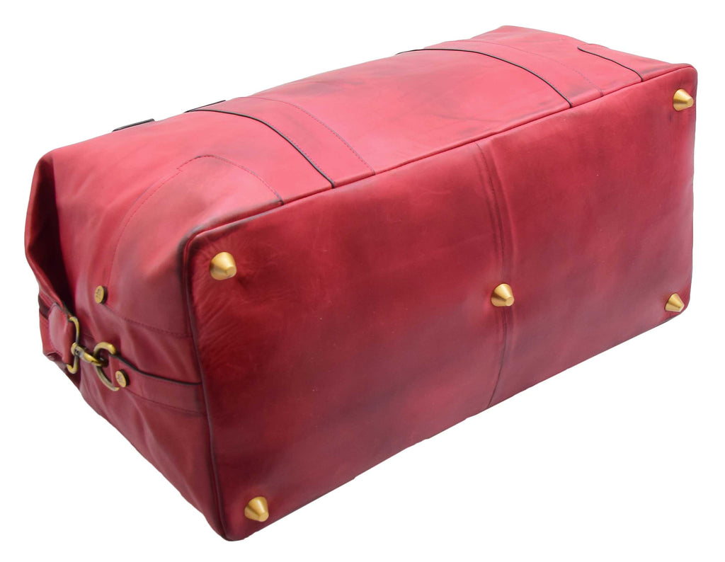 DR324 Genuine Leather Holdall Travel Weekend Duffle Bag Bordo 7