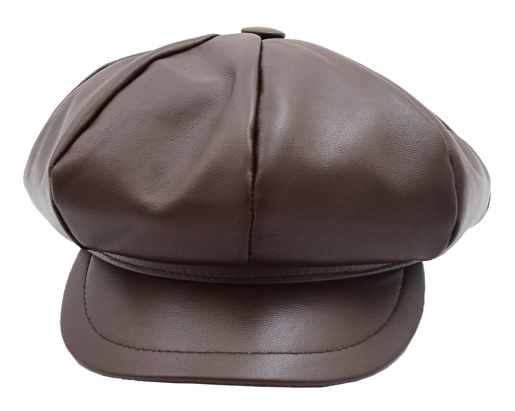 DR399 Women's Real Leather Peaked Cap Ballon Brown 4