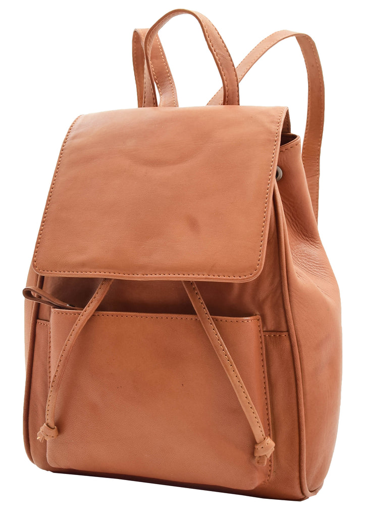 DR348 Real Leather Classic Travel Backpack Cognac 5
