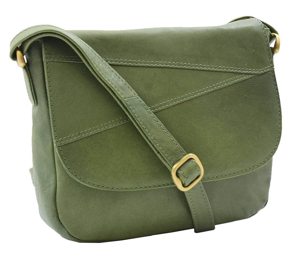 DR346 Women's Leather Small Cross Body Bag Sage 5