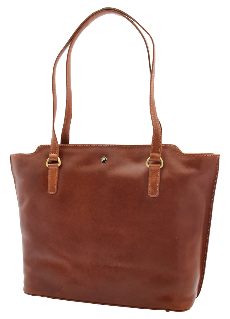 DR357 Women's Large Casual Real Leather Shoulder Handbag Chestnut 6